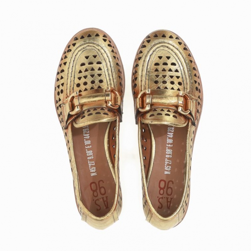 A.S.98 Jacklyn flat shoes Dames Goud | BE-VOXSMQ194